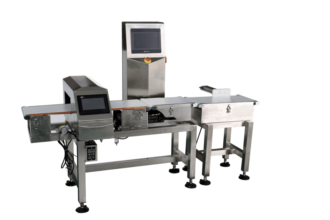 Food Industrial Automatic Combine Metal Detector Machine And Online Check Weigher