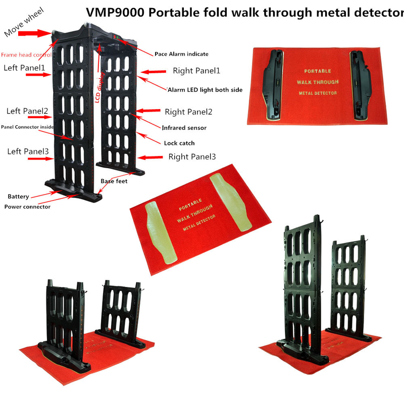M- Scope Portable Fold Walk Through Metal Detector Door Frame , Security Detection door
